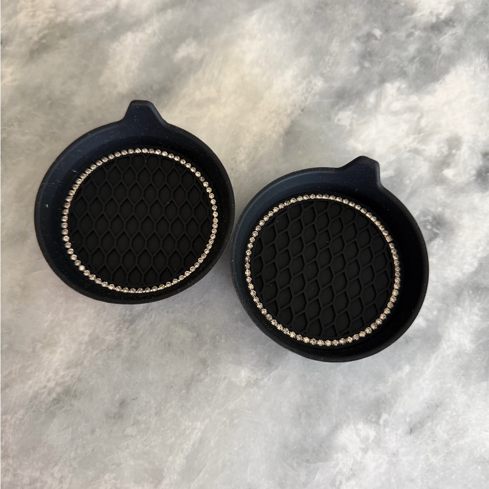 Black Car Coasters with Diamond Trim